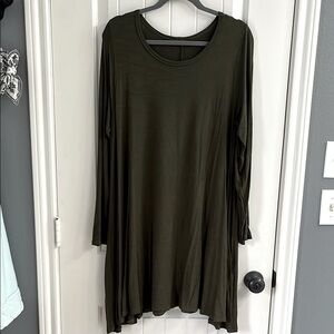 Dark Olive Long Sleeve Tunic or Dress w/pockets
